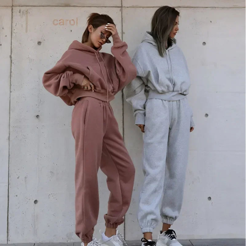 Women's Fleece Hooded Oversized Tracksuit