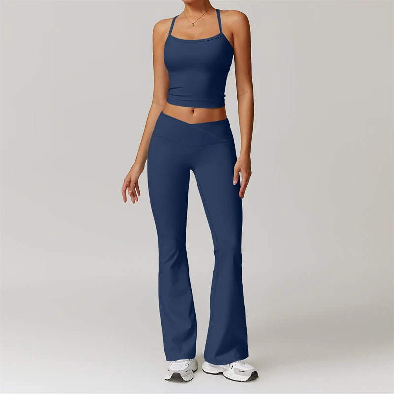 Women's two piece flared yoga Leggings Set