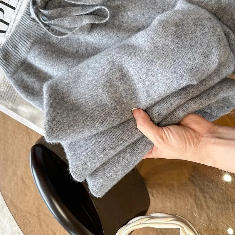 Wide leg knit trousers