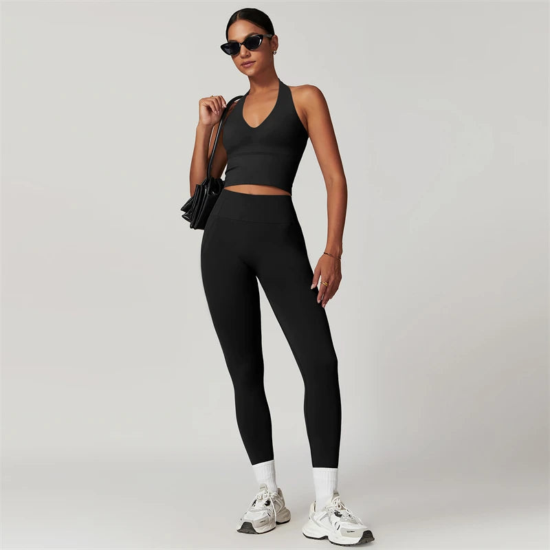 Womens two piece Yoga leggings Set