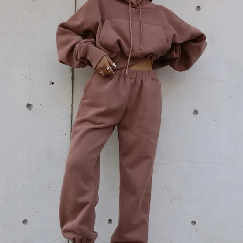 Women's Fleece Hooded Oversized Tracksuit
