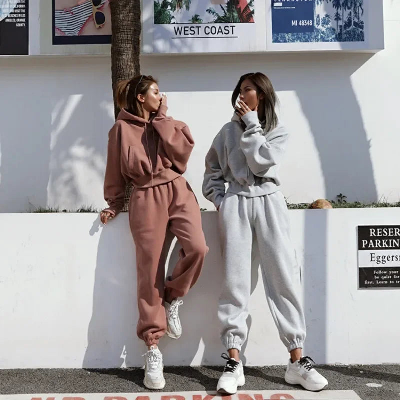Women's Fleece Hooded Oversized Tracksuit