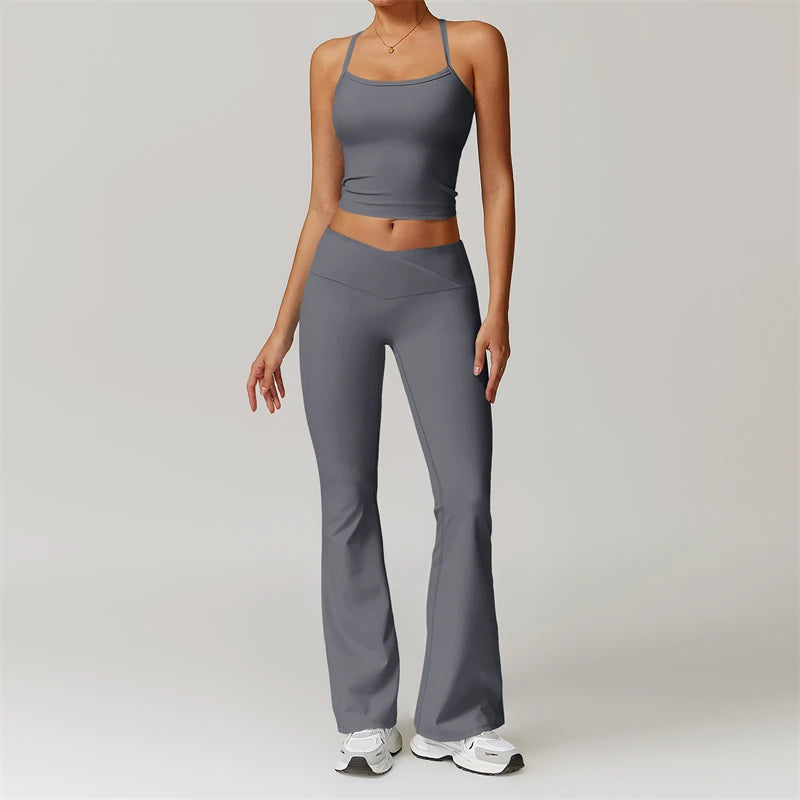 Women's two piece flared yoga Leggings Set