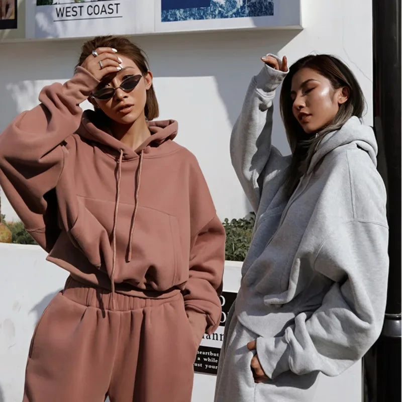Women's Fleece Hooded Oversized Tracksuit