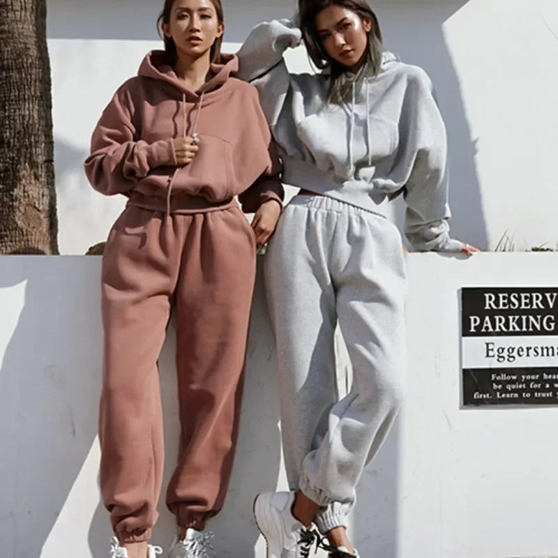 Women's Fleece Hooded Oversized Tracksuit