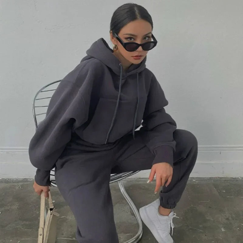 Women's Fleece Hooded Oversized Tracksuit