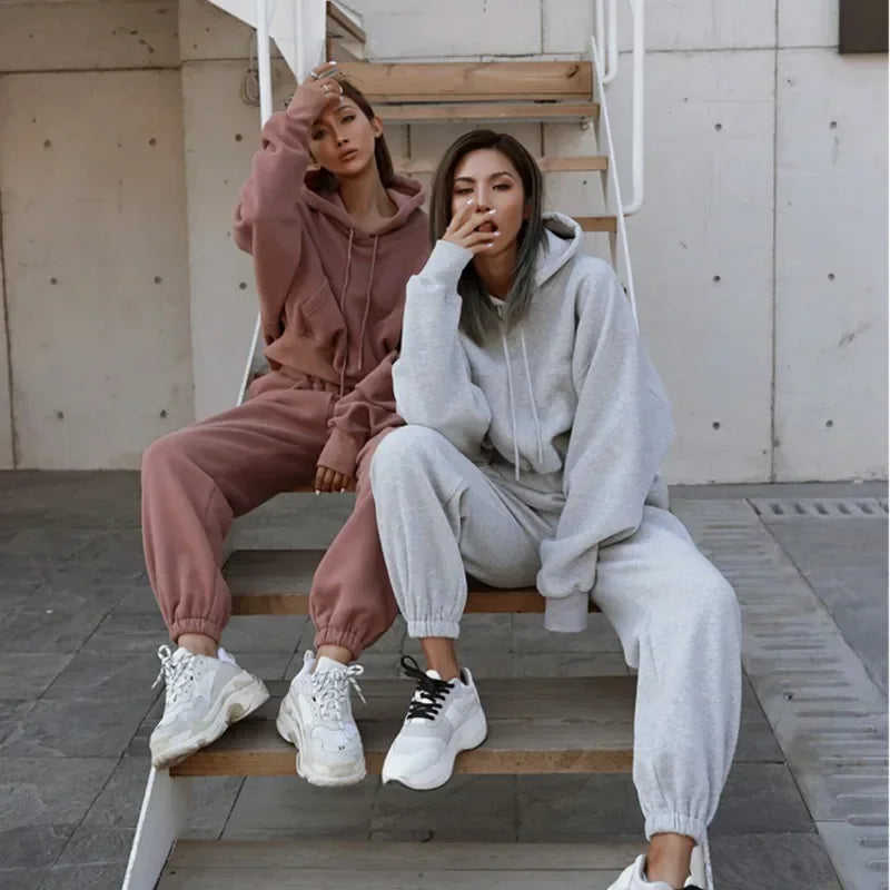 Women's Fleece Hooded Oversized Tracksuit