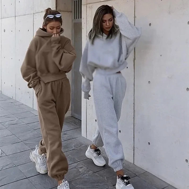 Women's Fleece Hooded Oversized Tracksuit