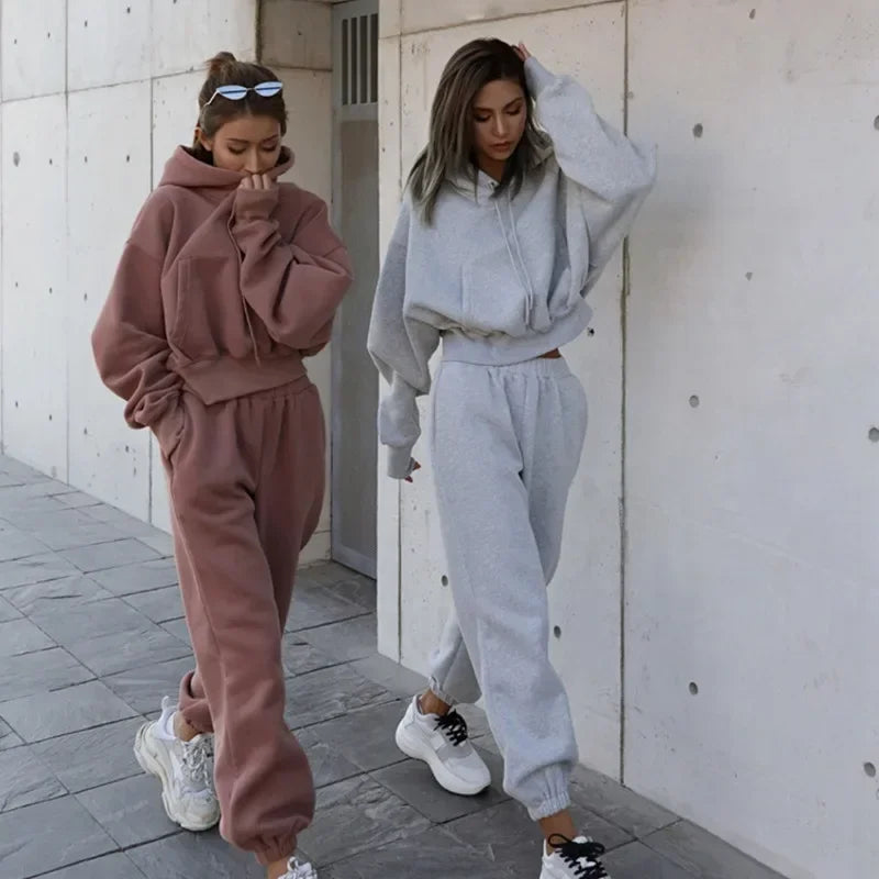 Women's Fleece Hooded Oversized Tracksuit