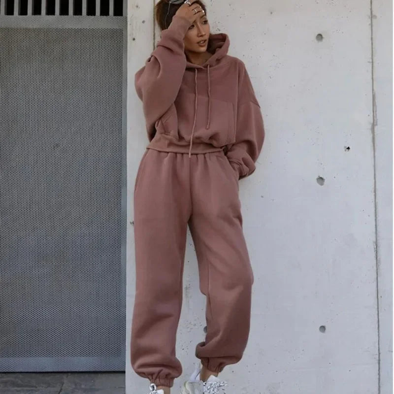 Women's Fleece Hooded Oversized Tracksuit