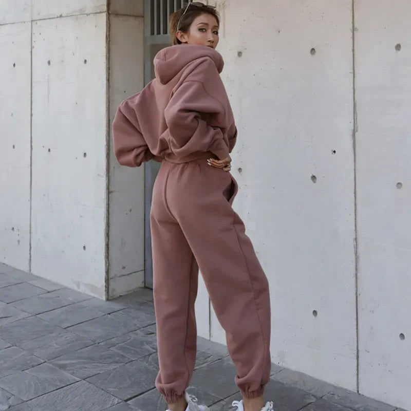 Women's Fleece Hooded Oversized Tracksuit