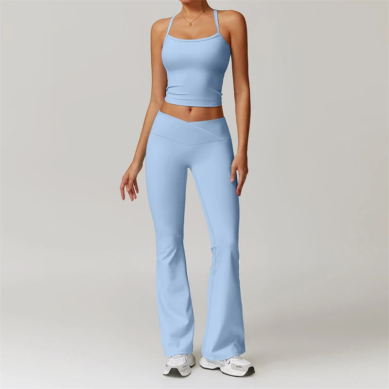Women's two piece flared yoga Leggings Set