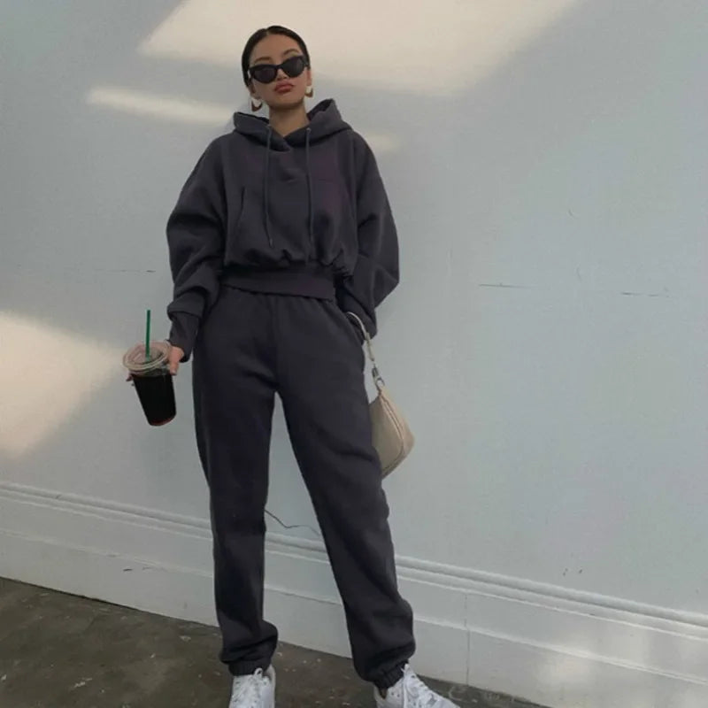 Women's Fleece Hooded Oversized Tracksuit