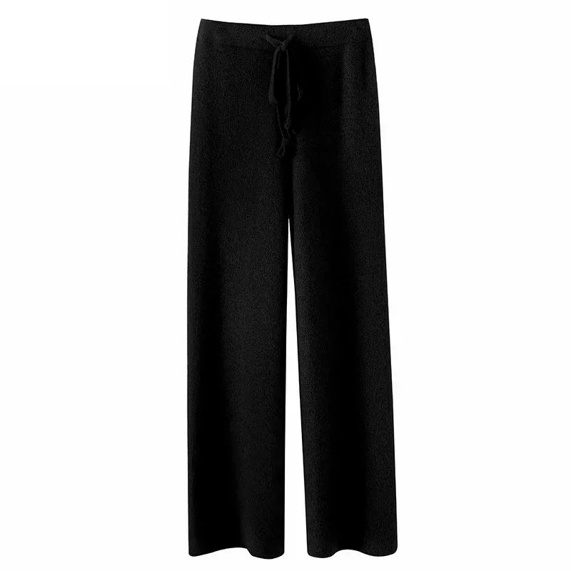 Wide leg knit trousers