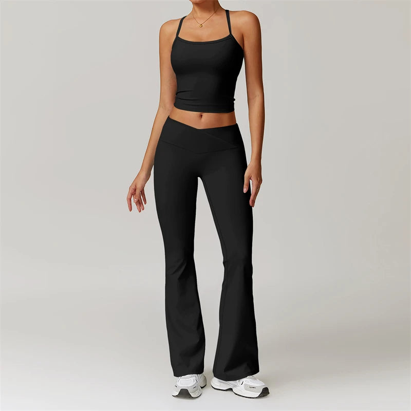 Women's two piece flared yoga Leggings Set