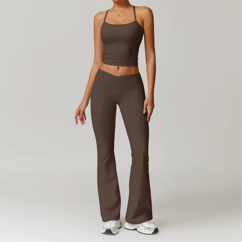 Women's two piece flared yoga Leggings Set